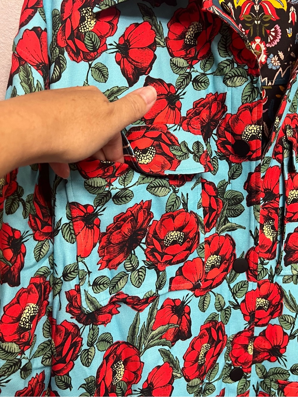NWOT Alice + Olivia Zazie Reversible Floral Print Twill Barn Maxi Coat Large - Picture 4 of 14
